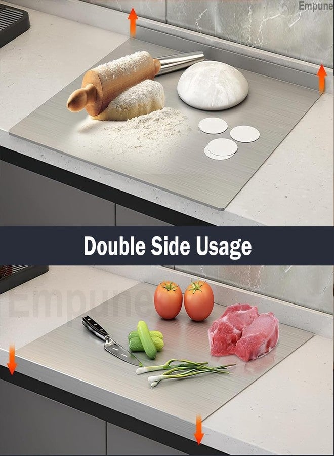 Empune 304 Stainless Steel Chopping Board with Lip for Kitchen| Free Rollin Pin | Reversible | for Cutting Vegetables, Meat,Fish,Fruits | Cutting Board | 2XL | 80 X 50 cm - Image 5